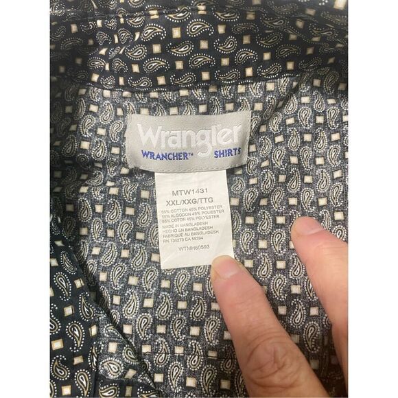 Wrangler Men's Black Paisley Print Button-Up Western Shirt Size XXL - Picture 4 of 4